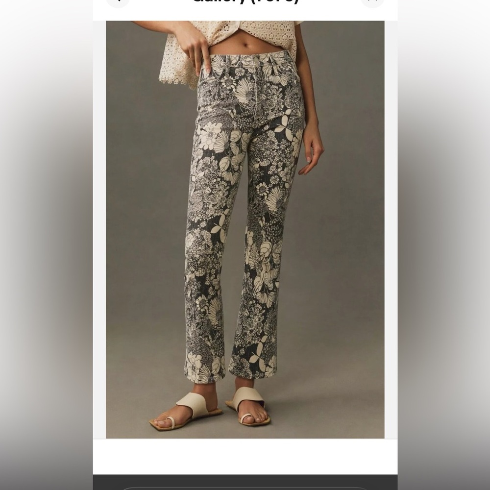 MOTHER Floral Ankle & Cropped Jeans - Black and White